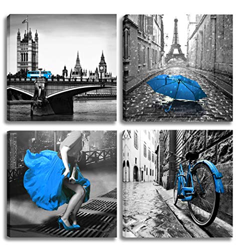 DeYiXuan-Black and White Wall Art-Eiffel Tower Canvas Wall Art-Paris Bedroom Decoration-Living Room Canvas Wall Art -Bedroom office home decoration