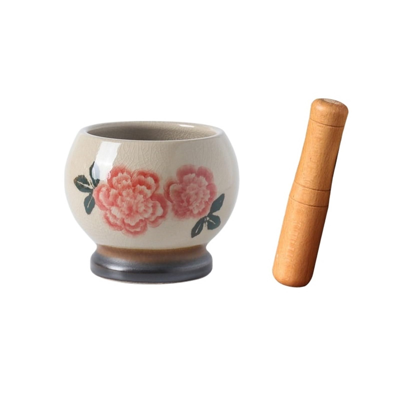 Set di mortaio e pestello in porcellana, ciotola in ceramica for uso cucina Salse(Red)