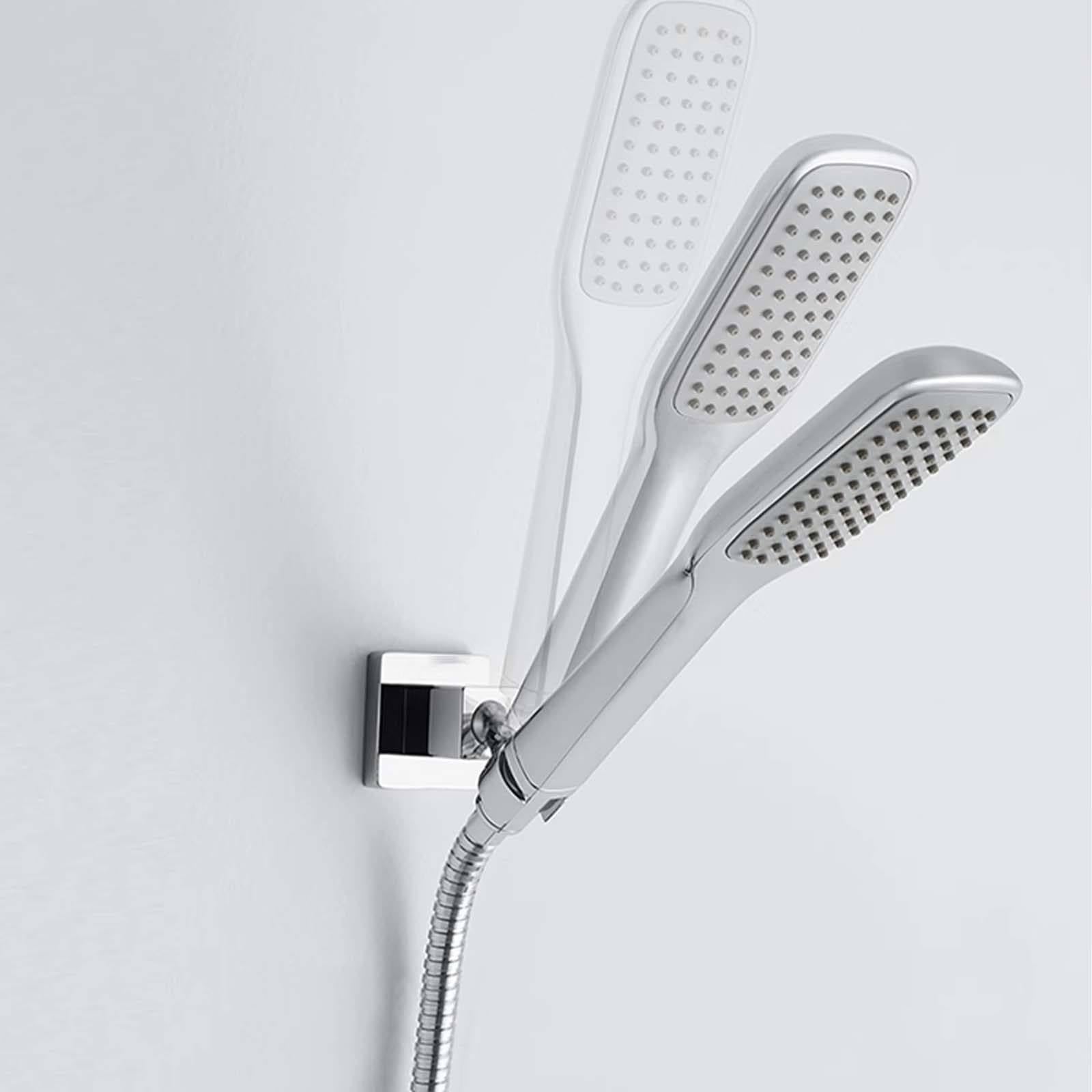 Soporte Ducha Pared Cuadrado Soporte Alcachofa Ducha Latón Soporte Ducha Rotación de 360° Soporte de Ducha Instalación de Perforación Soporte para Ducha Enchapado Soporte Ducha Barra