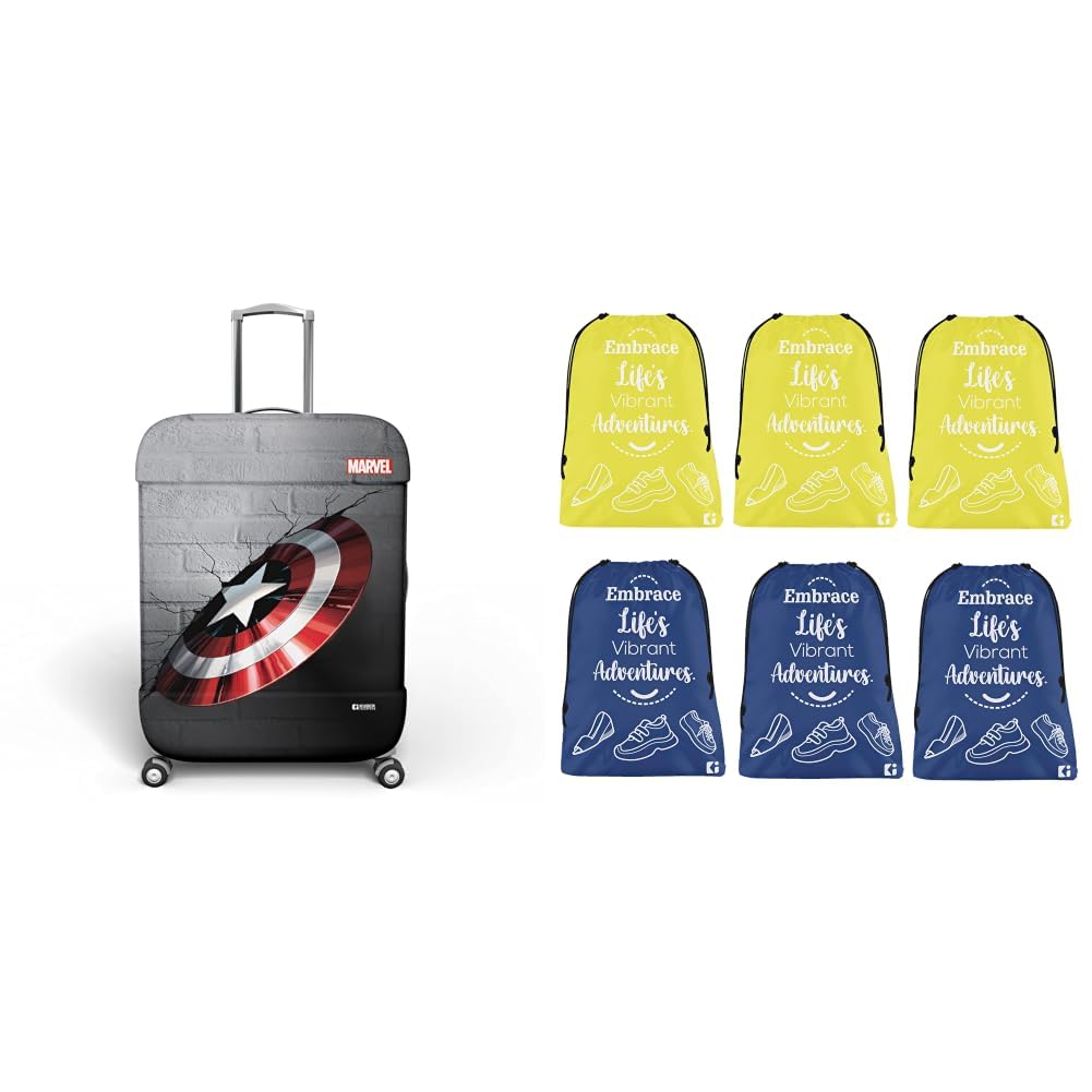 Kuber Marvel Captain America Shield Luggage Cover | Travel Packing Bags for Clothes | Keychain/Keyring/Key Tag-image-49