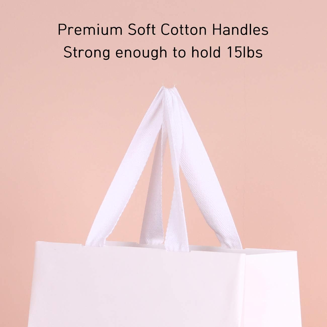 10pcs 15.7x5.5x11.8" (3) Large Size, White Paper Bags with White Cotton Handles, Thick Sturdy Durable Gift bags - Image 5