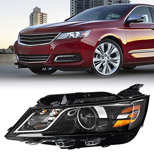 FIONE: Compatible with Chevy Impala Headlight【Halogen Model Only】 2014 2015 2016 2017 2018 2019 2020 for Chevrolet Headlamp Left Driver Side LH 23405242 With out Bulb