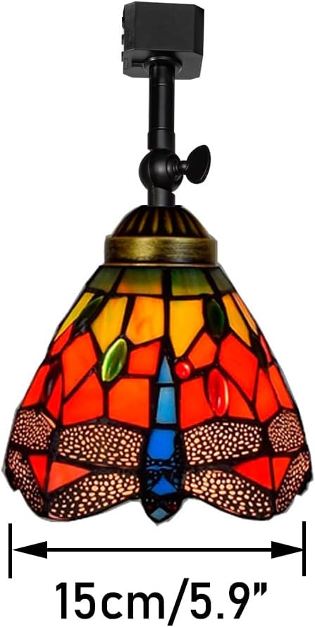 H-Type Track Head Lighting Adjustable Angle Tiffany Ceiling Light Colorful Dragonfly Glass Shade Handmade Track Light Fixture for Gallery Mirror Front