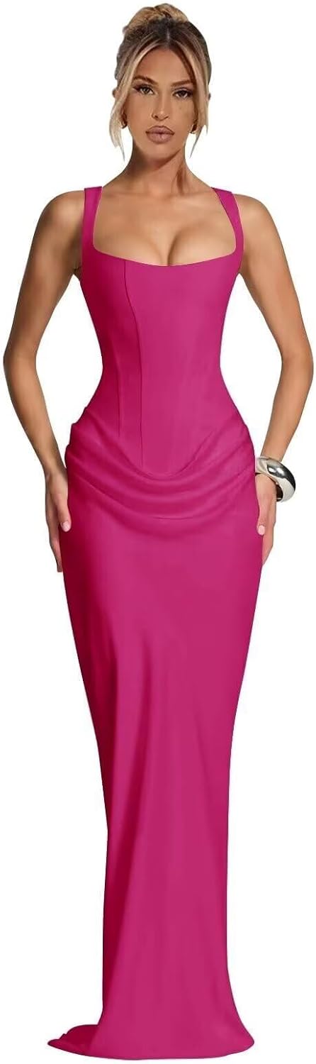 Satin Ruched Prom Dresses 2026 Spaghetti Straps Corset Mermaid Long Maxi Formal Evening Dress BSXW101