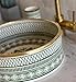 MIRATILE Handmade Moroccan Basin Ceramic Sink, Sink Bowl with Brass Rim Edge, Handwash Countertop Vanity Basin, Farmhouse Bathroom vanity Basin, Hand Painted Wash Basin Sink with 2 Gifts (8