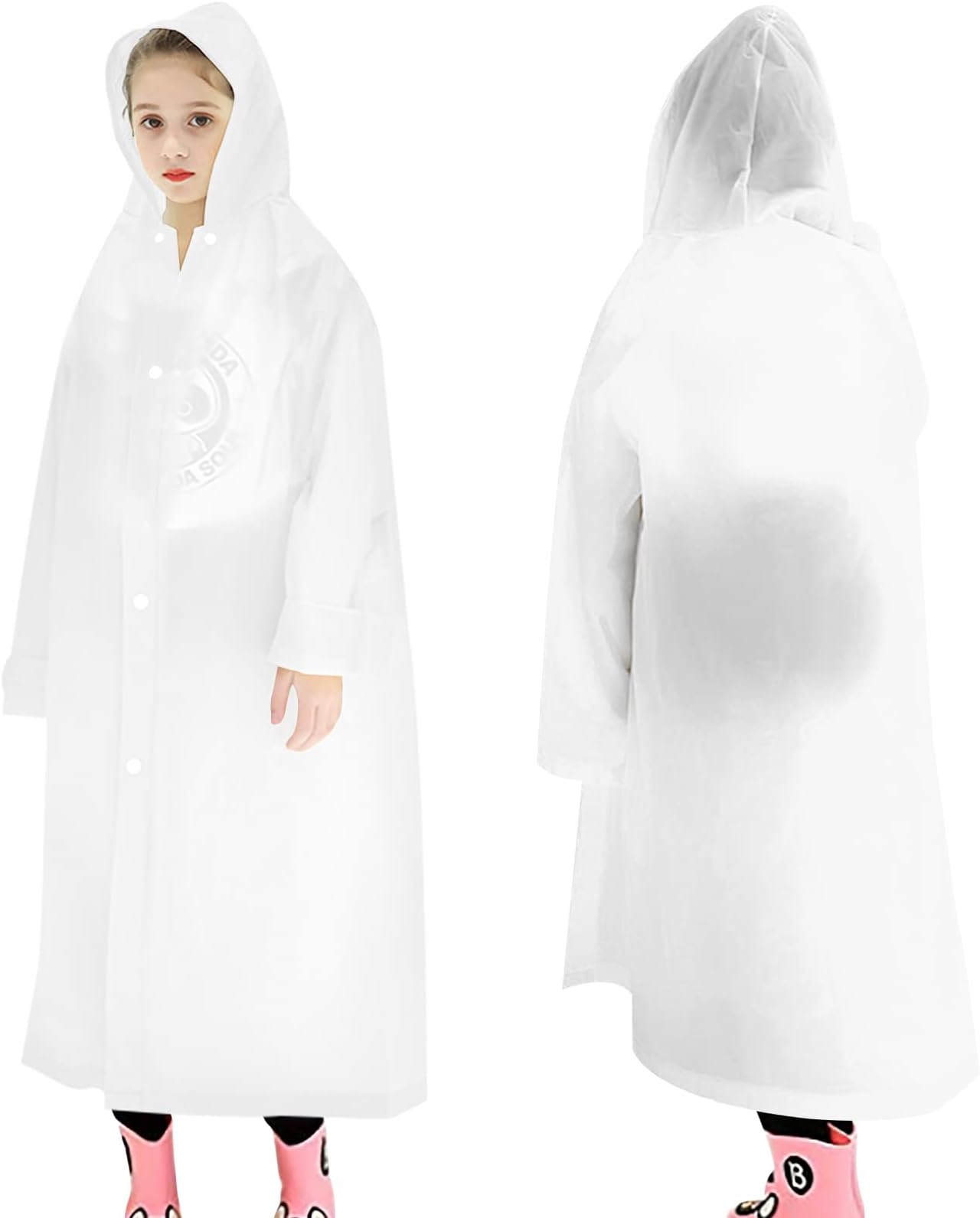 Skyzone Kids Rain Coat for Girls Boys,Portable EVA Raincoat Lightweight Rain Poncho with Hood,Reusable Cute Children Raincoat for Travel Outdoor Climbing Cycling Hiking Camping