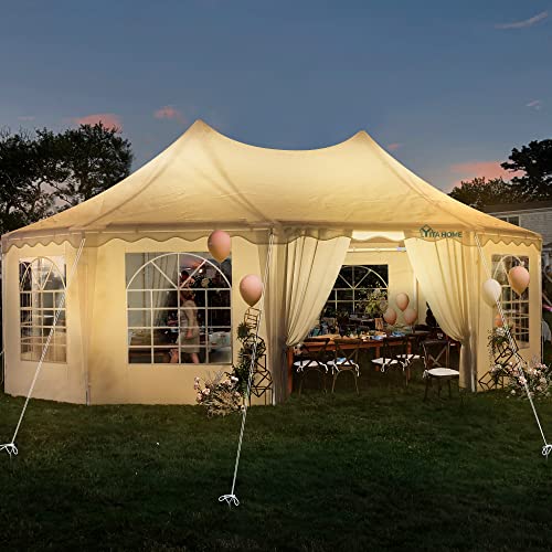YITAHOME Party Tent Canopy Event Shelter Heavy Duty Wedding Upgraded Ripple Gazebo Large with Roof Removable Sidewalls Commercial