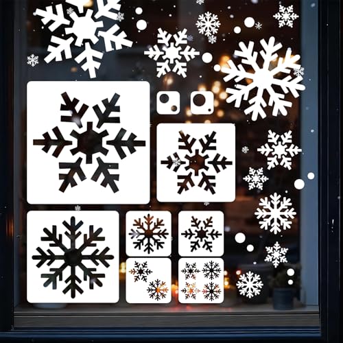 9 Pcs Large Snowflake Stencils for Window, Snow Flake Templates