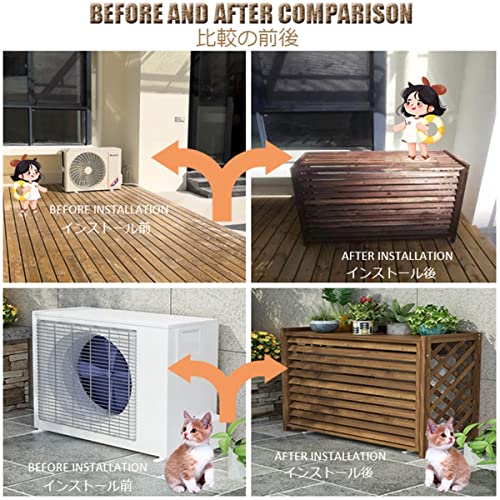 Cache-climatiseur bois marron pour sublimer votre balcon fleuri