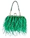 Women Ostrich Feather Tote Bag Fluffy Purse Clutch Feather Evening Handbag for Wedding Anniversary Party (Green)