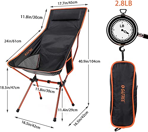 G4Free Lightweight Portable Camping Chair with High Backrest Outdoor Foldable Backpacking Chair for Sports Picnic Beach Hiking Fishing - Image 4
