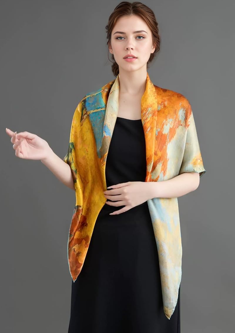 ANDANTINO 100% Silk Scarf 43" Large Square Lightweight Headscarf& Shawl–Women Hair Wraps-With Gift Packed - Image 2