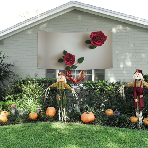 MINDBBDFJ Roses Print Banners And Signs For Outdoor/Indoor,Personalized Banner Customizable Parties Halloween Banner (180x90cm)3