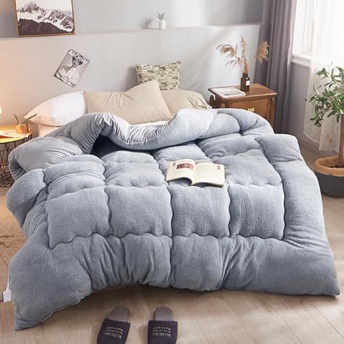 Daunendecke 220x240 Winter Bettdecke mit Gänsedaunen und Federn, Extra Warme Winterdecke, Duvet für Doppelbett, Natur Duvet für Doppelbett, Federbettdecke mit Dicker Füllung (Grey,150 * 200 cm-2.5kg)