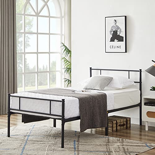 Vecelo Twin Platform Bed Frame With Headboard And Footboard, 12'' Under-Bed Storage & Strong Metal Slats Support, No Box Spring Needed #TOP6