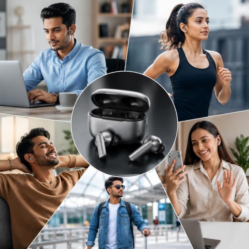 Image of J37 Air Tiger Pro TWS Wireless Bluetooth Earbuds with ENC Noise Reduction, HD Stereo Sound, Touch Control, Type-C Fast Charging, Low Latency Gaming, Voice Assistant & Long Battery Life