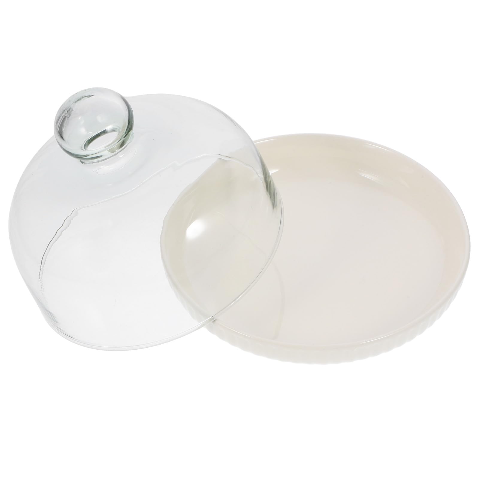 Porte-cupcakes en céramique SEWACC avec cloche en verre pour gâteau
