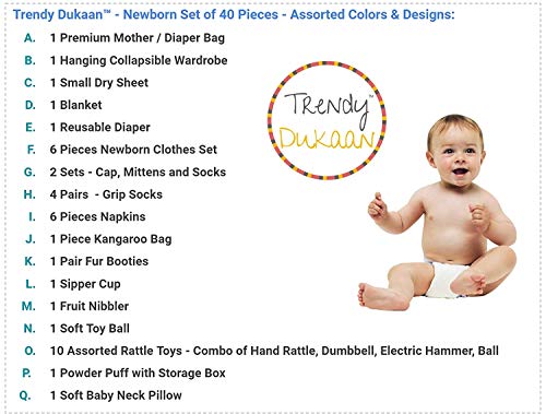 Image of New Born Baby Gift Set for 0-6 Month Baby (Clothes, Feeding, Bag and Toys) (Pack of 40)