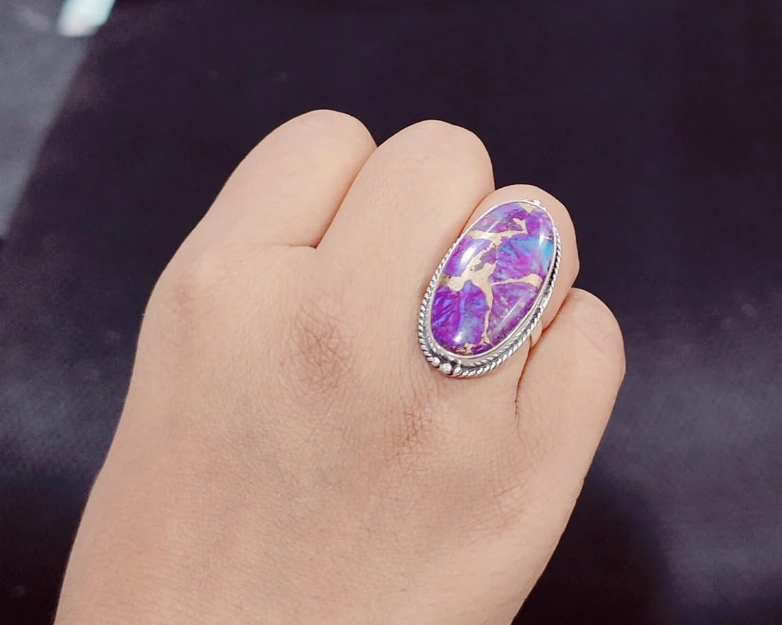 Black Onyx Stone Silver Field Ring, Oval stone Jewelry, Design Gifts for her, Green Turquoisem Quster Turquoise, Blue Lace Agate, Christmas gifts Jewelry, Statement Rings (Turquoise)