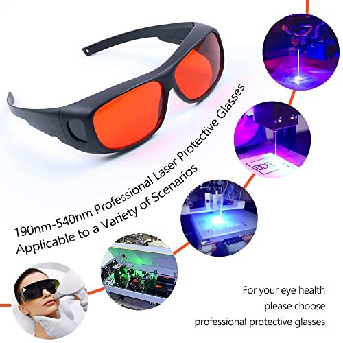 190Nm-540Nm Professional Laser Protective Glasses, Suitable For 405Nm, 445Nm, 532Nm Laser And Purple/Blue/Green Laser Safety Goggles 450Nm, Can Be Used In Laser Engraving, Beauty Spot Removal #TOP6