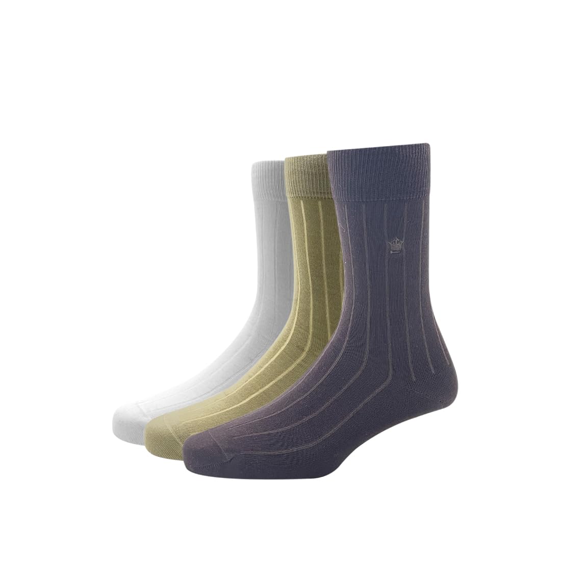 louis philippe Cotton Full Length Men's Rib Pattern Socks (Pack Of 3) - White, Beige & Brown-picture-24
