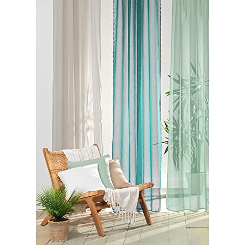 Douceur d'Intérieur Louise Sage Eyelet Curtain 140 x 240 cm Sandblasted Voile Curtain, Green (Sage), W 55.1" x L 94.5" (1 Panels) - Image 3