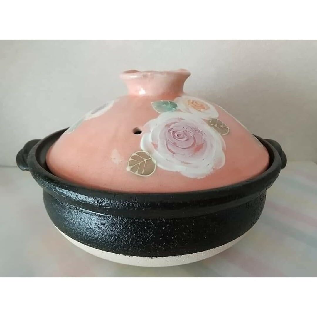 工房風花 彩バラ 土鍋 8号サイズ ゆずりは工房の姉妹工房 Amazon.co.jp: ゆずりは工房の姉妹ブランド工房風花 土鍋 彩バラ 8号