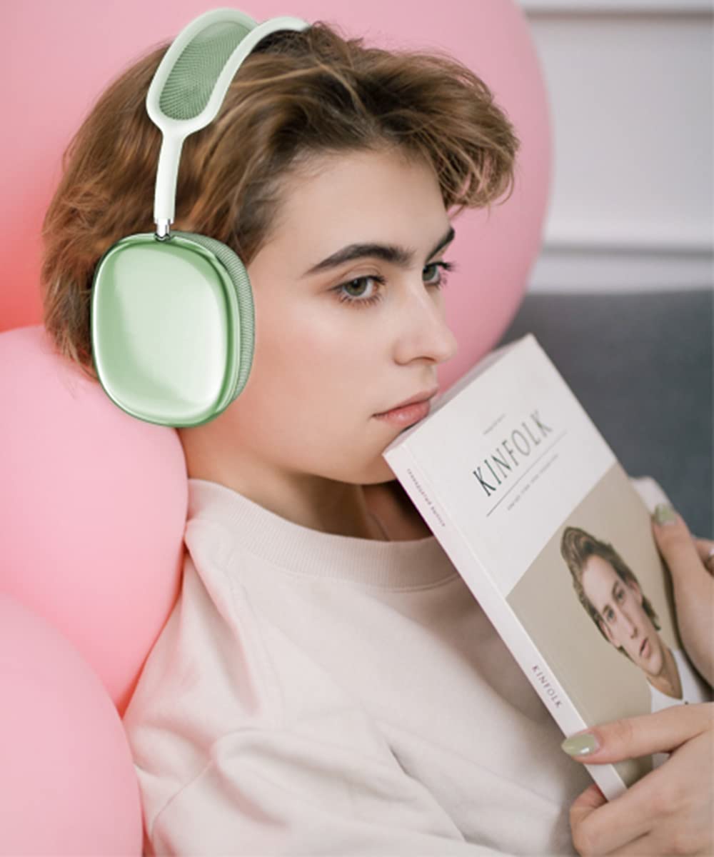 NIUTRENDZ Przezroczyste etui na AirPods Max, miękkie etui ochronne z tworzywa TPU, etui na uszy, akcesoria, odporne na odciski palców, odporne na zarysowania i kurz, przezroczyste zielone