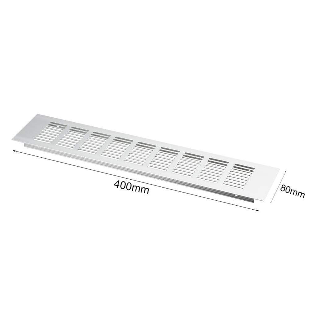 MroMax Air Vent 80mmx400mm Ventilation Grille Aluminum Alloy Louvered Grill Cover for Cabinet Sink Kitchen Stove Bathroom Door Aluminum Alloy Rectangle 1pcs - Image 3