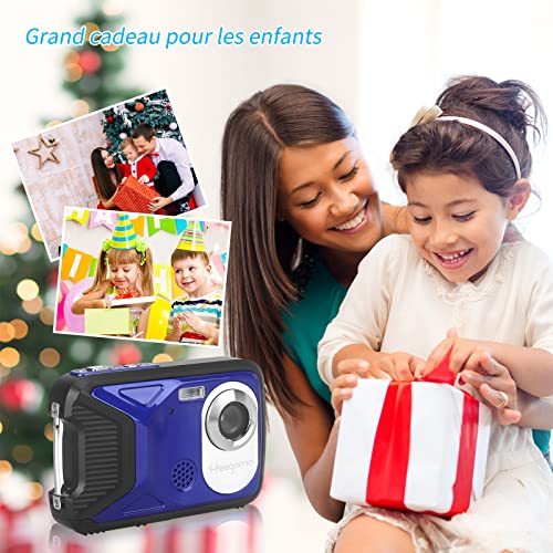 Heegomn Appareil Photo numérique étanche pour Enfants, 16MP Full HD 1080P, Zoom numérique 8X, caméra sous-Marine pour Adolescents/débutants (Bleu) - Image 5