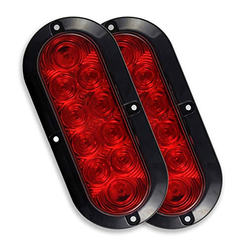 NOVALITE 12V DC 6 Inch Oval Red LED Brake Stop Turn Trailer Tail