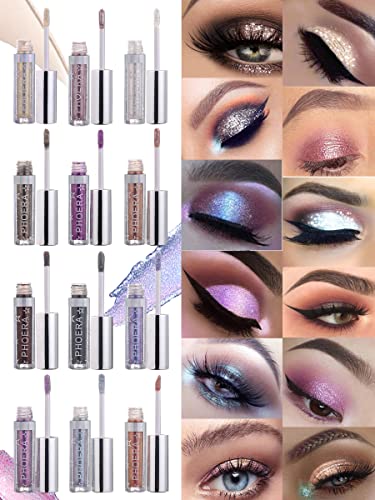 Ardorlove Long Lasting Waterproof Highly Pigmented Shining Shimmer Glitter Liquid Eyeshadow Metallic Pigments Makeup Metals Gloss Gift For Lady For Party Festival 12 Colors (A9) #TOP5