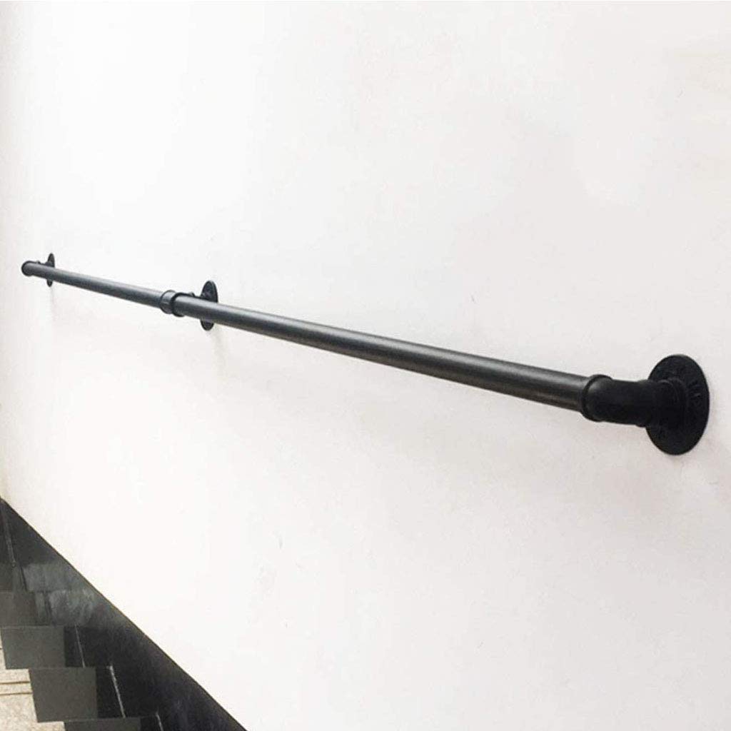 Gyeqxkt Women's Black Industrial Wrought Iron Wall Mounted Handrail For Elderly 120Cm Outdoor Stair Handrail Kit