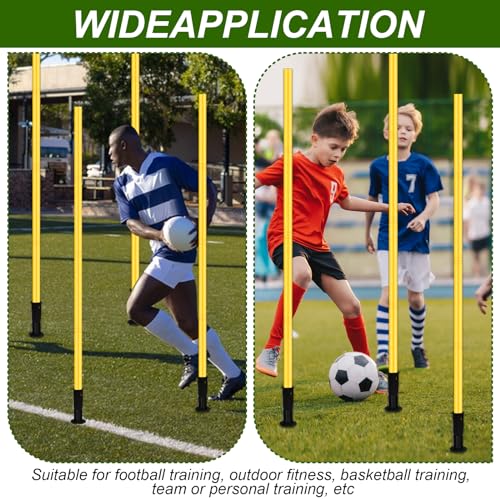 Rainmae Slalomstangen Fussball Set Slalom Poles 4 Slalom Stangen mit Federgelenk Sprunghafte für Koordinationstraining, Slalom, Fußball, Hundesport Gelb 150 cm