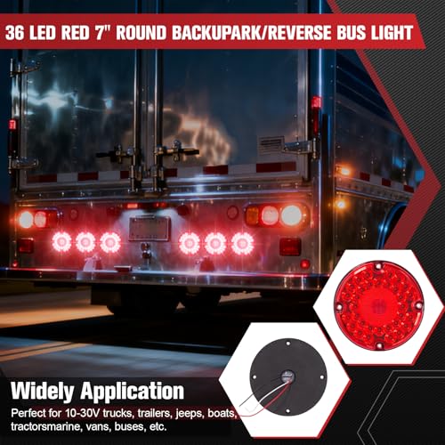 Image of 2PCS 7 inch 36 LED Round Trailer Tail Lights (Red)