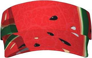 Red Watermelon Printed Sport Sun Visor Hats, Adjustable Empty Top Baseball Sun Cap Golf Tennis Visor for Men Women, Black, One Size, Black, One Size