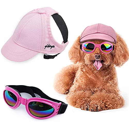 Sebaoyu Dog Hat for Small Medium Dogs, Dog Sunglasses Caps, Summer Fall Dog Baseball Cap Pet Puppy Visor Hats Sunbonnet…