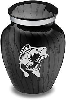GetUrns Keepsake Embrace Fishing Cremation Urn (Pearl Black)
