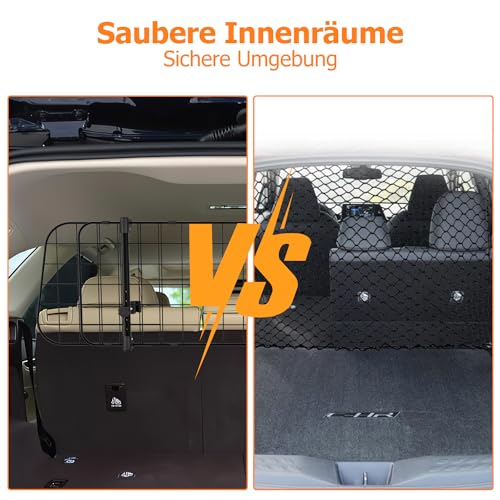 Izrielar Hundegitter Auto, Autoschutzgitter Trenngitter Universal, Autoschutzgitter Verstellbare Breite mit Sicherheitsgurt für Hunde, Maße 30 x 90-145 cm