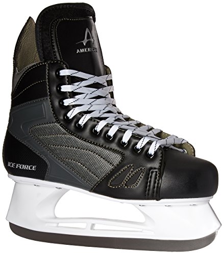 American Athletic Ice Force Hockey Skates for Men - Lightweight Ice Skates with Reinforced Ankle Support, Moisture-Resistant Lining, Stainless Steel Blade - Recreational Indoor & Outdoor Use