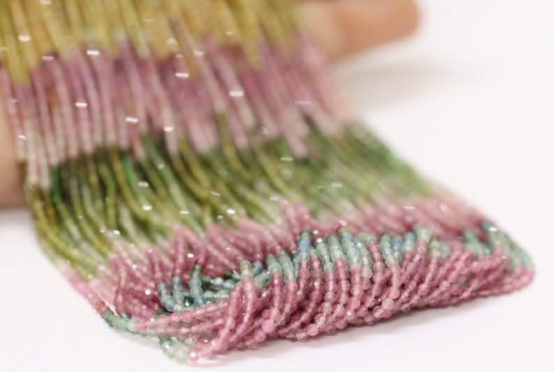 Tourmaline naturelle perles à facettes pierre précieuse collier DIY - 4