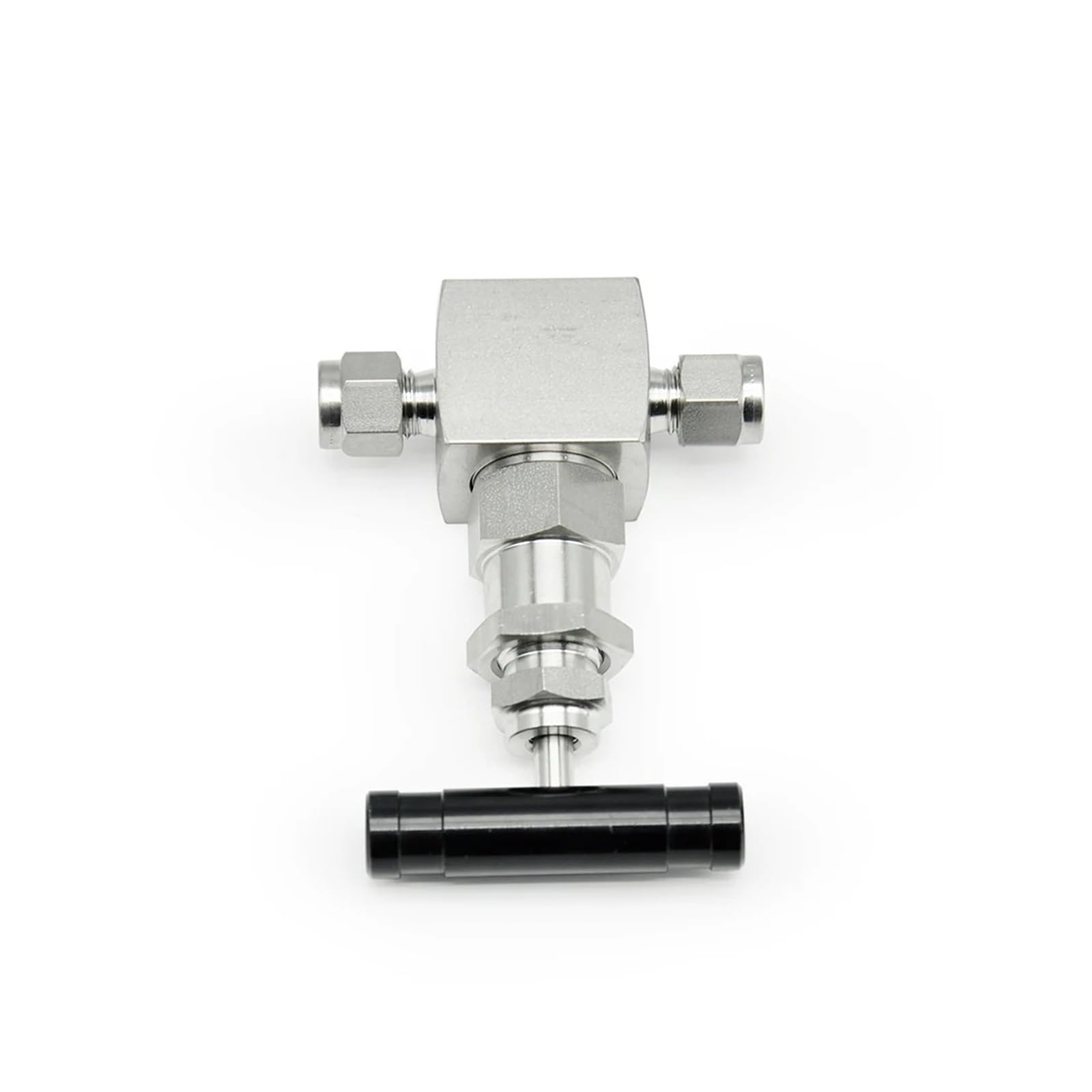 Válvula de aguja acero inoxidable alta presión, 6000PSI, flujo ajustable 2 vías for conexión compresión gas(3mm)