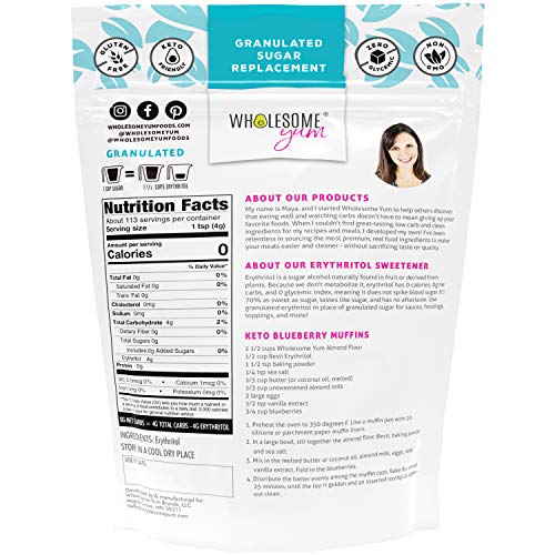 Wholesome Yum Besti Granulated Erythritol Sweetener - Natural Sugar Substitute - Keto, Non GMO, Zero Carb, Zero Calorie - Granular Sugar Replacement (16 oz / 1 lb) - Thumbnail 2