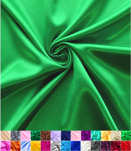 Satin Fabric | Decoration & Sewing | Shiny & Luxury | 60" Wide Roll | Metallic Shiny | Upholstery, Lining, Drapery, DIY Crafts (Kelly Green, 5 Yards)