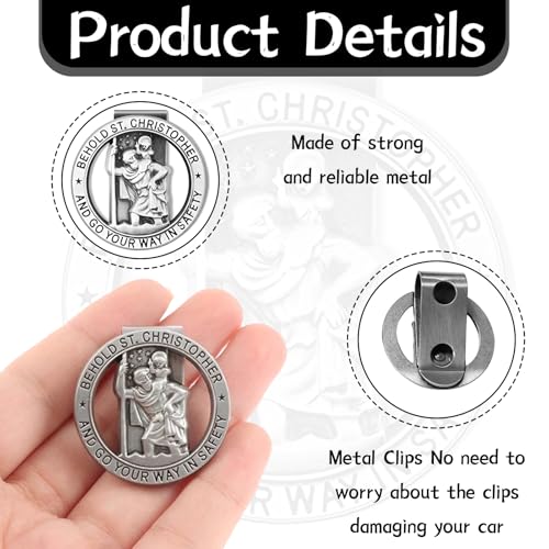 2 Stück Autoplakette christopherus,Christopher Medaille für Auto,Auto Saint Christopher Visierclip,Christopherus Auto,Heiliger Christophorus Auto,Heiliger christophorus für Autofahrer & Reisende
