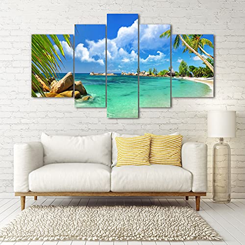 Tableau sur verre triptyque pour masquer un mur vide avec un paysage paradisiaque