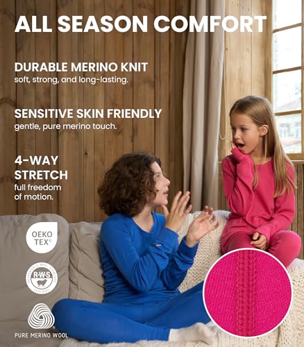 Merino Wool Base Layer Kids - Midweight Merino Wool Long Johns for Kids - Unisex Thermal Pants3