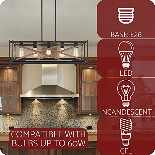 Kira Home Lexington 32″ 5Light Farmhouse Rectangular Kitchen Island