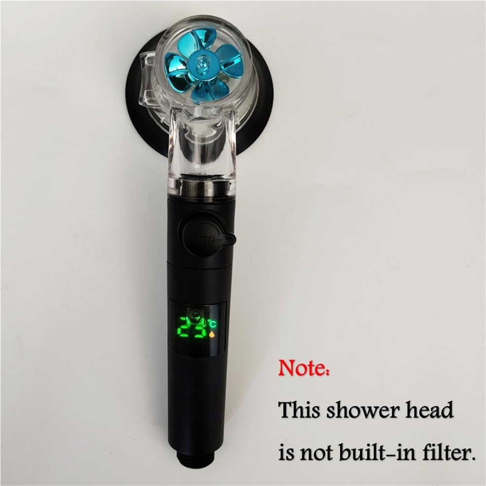 Cabezal de ducha turbo de alta presión con 3 modos de pulverización, visualización de temperatura, boquilla de alto flujo, sistema de ducha a presión para una experiencia de baño definitiva (negro)