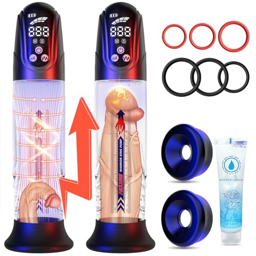 Penisen Largement Tool Stretcher, 3 Training Pressure 6 Suction Mode Enlargement para Crecer El Pene App/Voice Control Y25D* (Black+Voice Control)